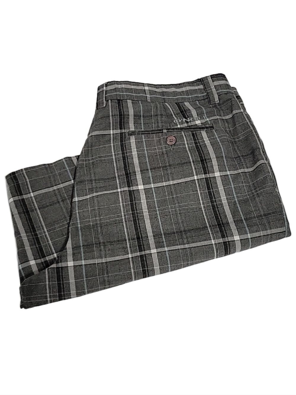 O'Neill Chino Dress Casual Walking Board Plaid Shorts, Size 38